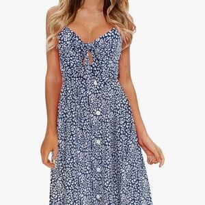 Fancyinn Navy and White Floral Midi Dress